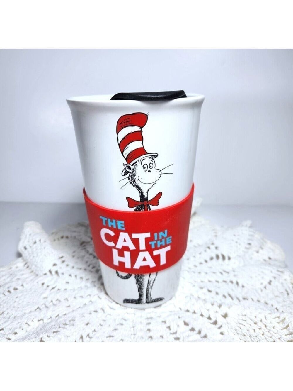 The Cat in the Hat Ceramic Travel Mug with Insulated Holder Dr Seuss 2023